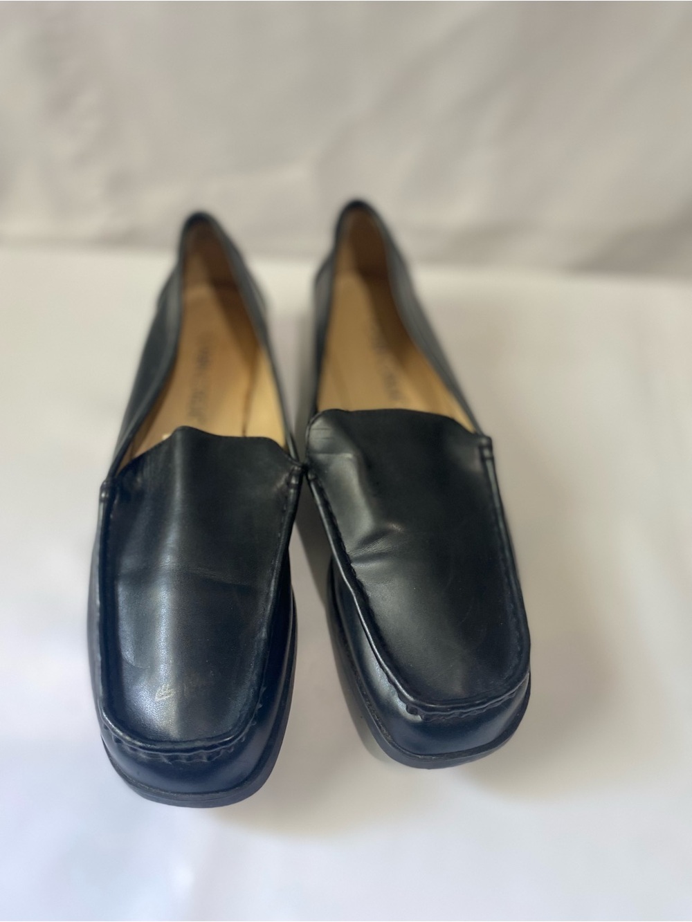 Cabin Creek Womens Black Faux Leather Slip On Loafers Square Toe